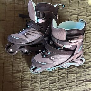 Women's Black and Blue Rollerblades